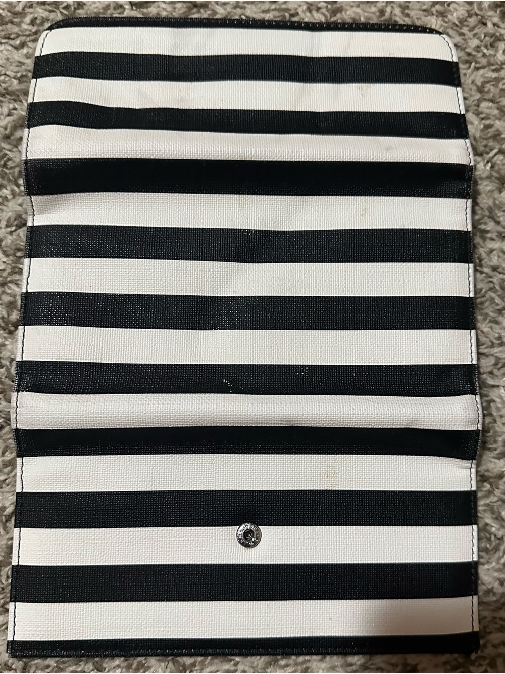 Kut From The Kloth Slim Wallet | Black White Striped Wallet | Vegan Leather - Picture 4 of 4
